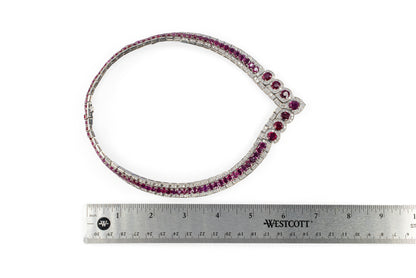 Ruby and Diamond V-Shaped Collar Necklace