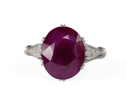 Oval Ruby and Diamond Accent Floral Filigree Ring