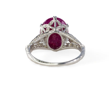 Oval Ruby and Diamond Accent Floral Filigree Ring