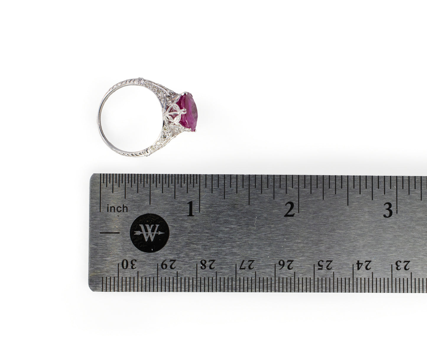 Oval Ruby and Diamond Accent Floral Filigree Ring