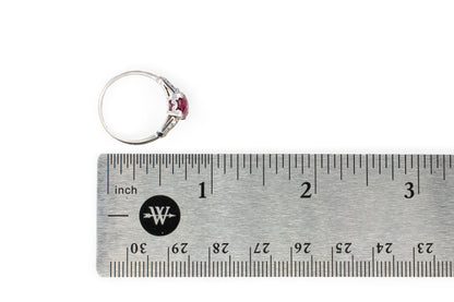 Platinum Oval Ruby and Split-Shoulder Diamond Ring