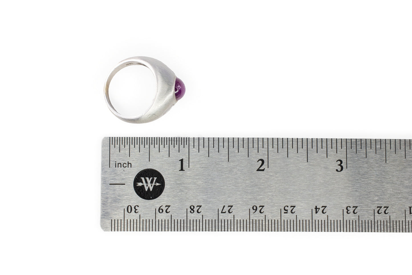 White Gold Star Ruby and Baguette Diamond Gypsy Ring