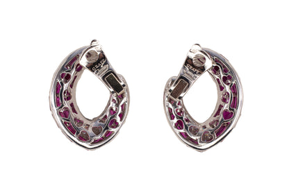 Graff Invisible-Set Ruby and Diamond Heart Hoop Earrings