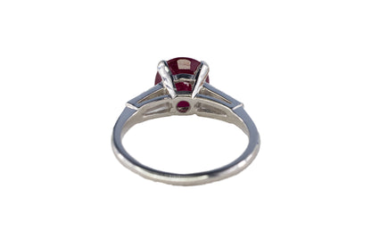 Platinum Oval Ruby Solitaire Ring with Diamond Accents