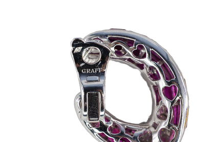 Graff Invisible-Set Ruby and Diamond Heart Hoop Earrings
