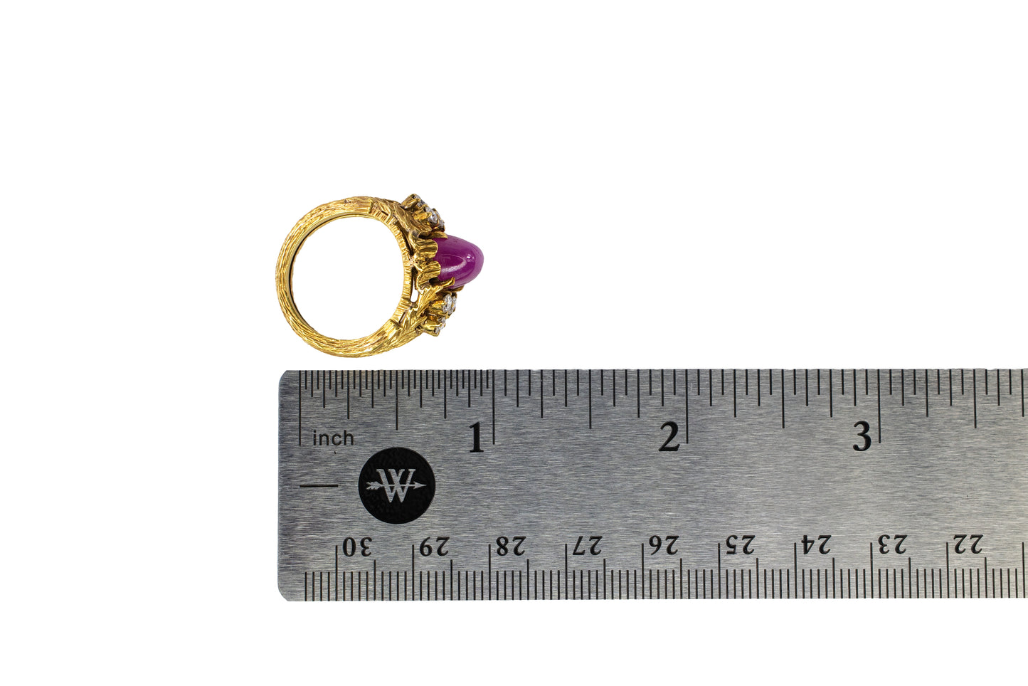Cabochon Ruby and Textured Diamond Cluster Ring