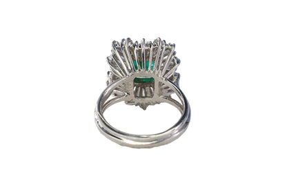 Platinum Emerald-Cut Emerald and Tapered Baguette Ballerina Ring