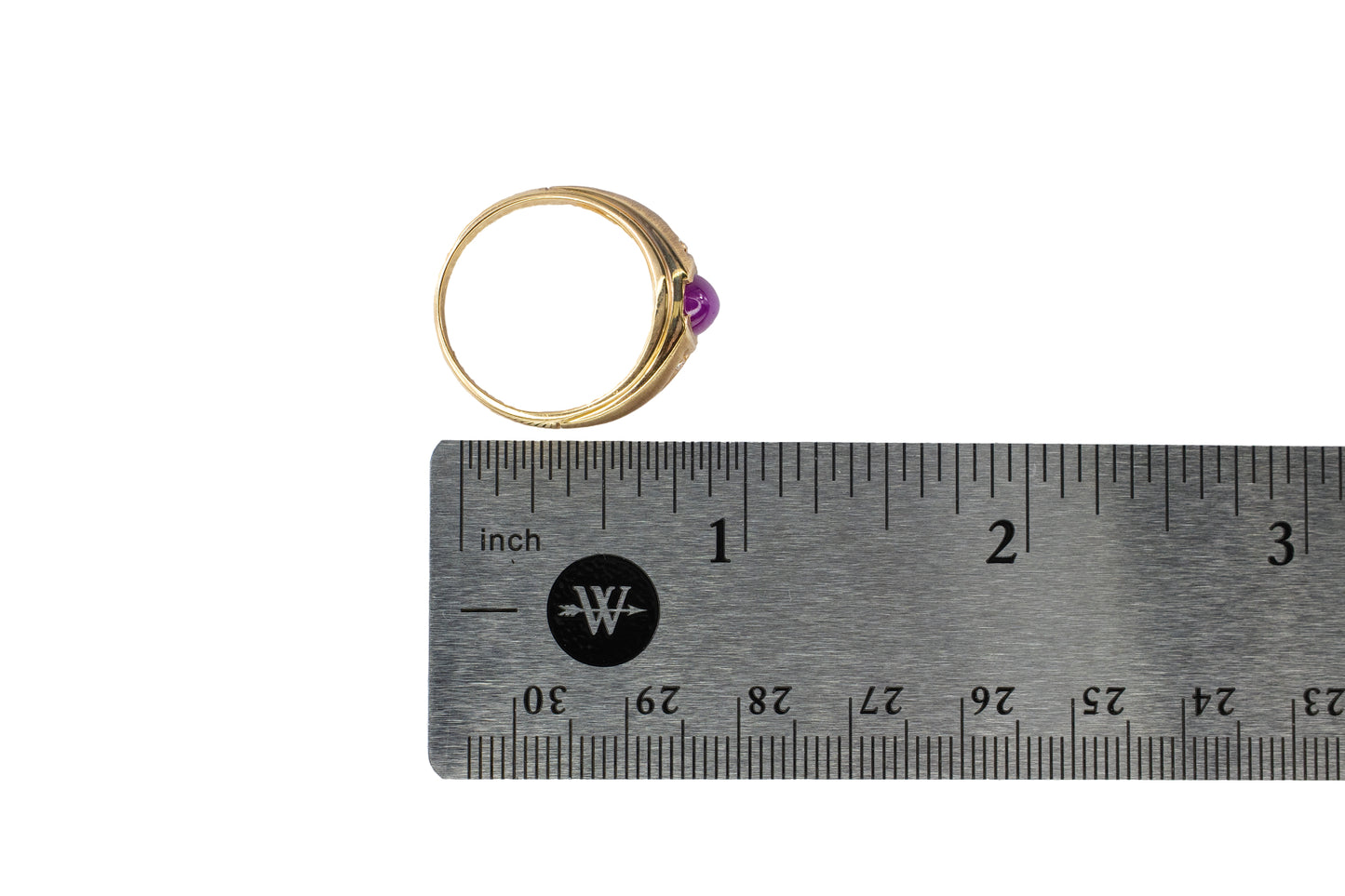 Yellow Gold Synthetic Star Ruby and Diamond Men's Ring