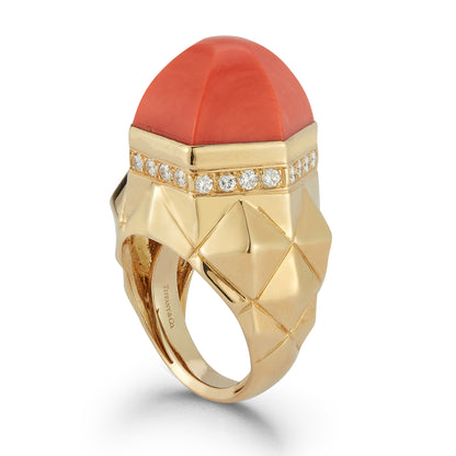 Tiffany & Co. Coral & Diamond Dome Ring