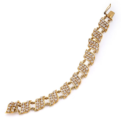 Antique Old Mine Cut Diamond Link Bracelet in 14KT Yellow Gold