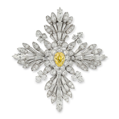 Van Cleef & Arpels Fancy Intense Yellow Diamond Maltese Cross Brooch