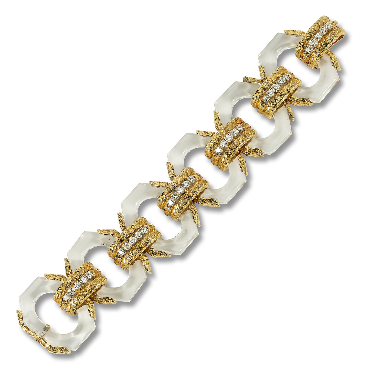David Webb Rock Crystal & Diamond Bracelet