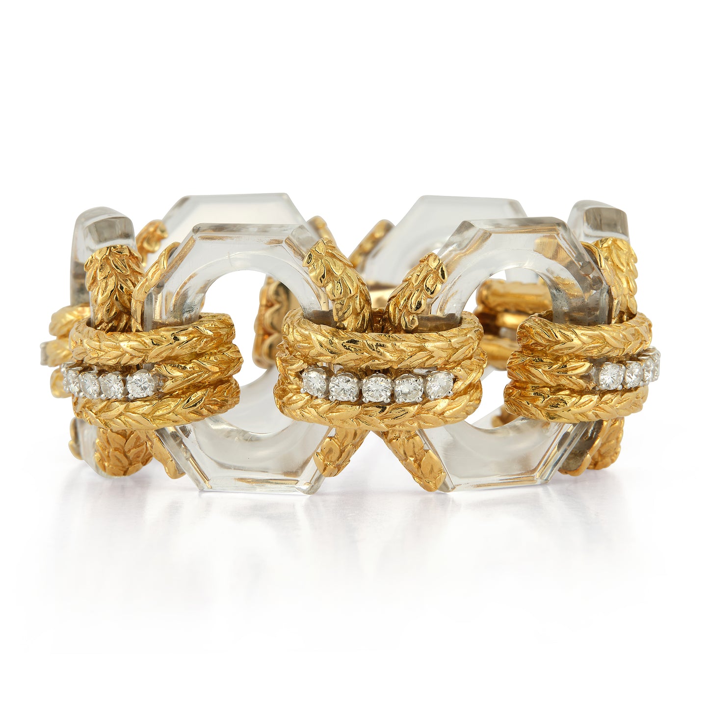 David Webb Rock Crystal & Diamond Bracelet