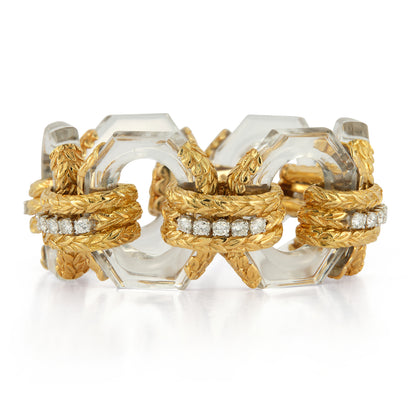 David Webb Rock Crystal & Diamond Bracelet