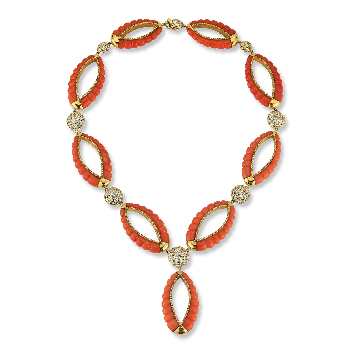 Bulgari Coral and Diamond Necklace and Earrings