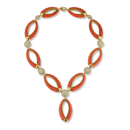 Bulgari Coral and Diamond Necklace and Earrings