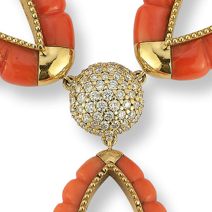 Bulgari Coral and Diamond Necklace and Earrings