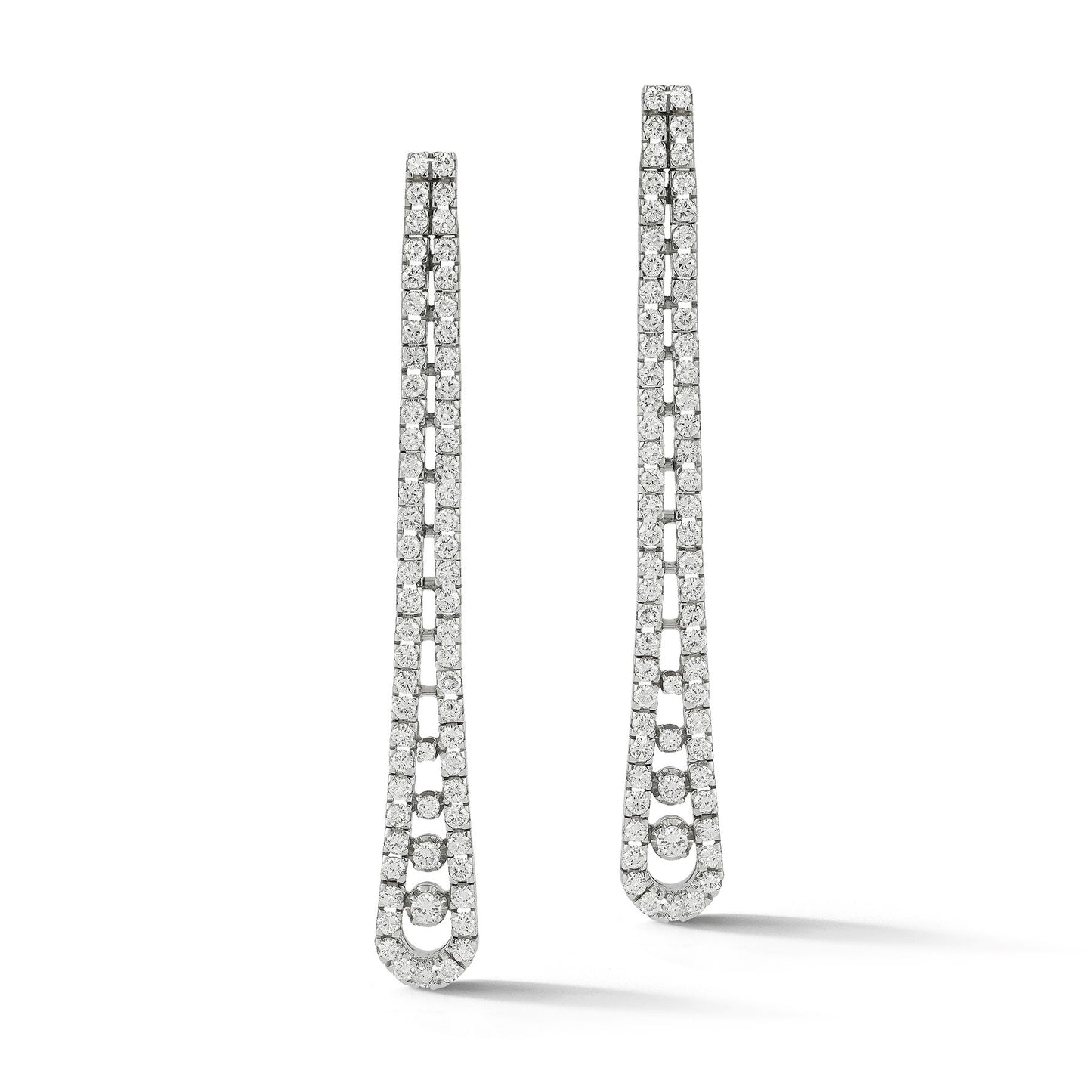 Two Row Diamond Dangle Earrings