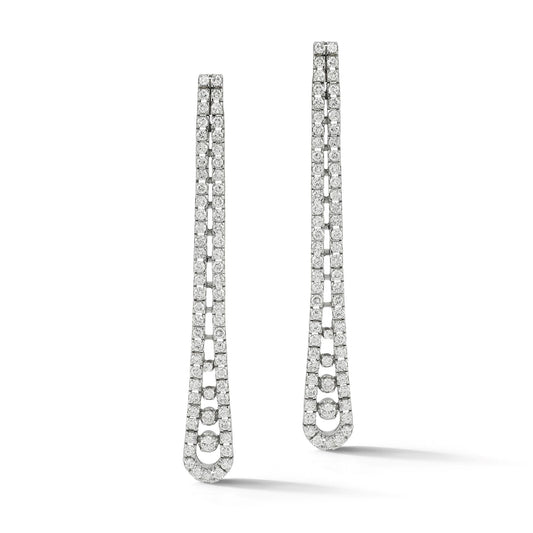 Two Row Diamond Dangle Earrings