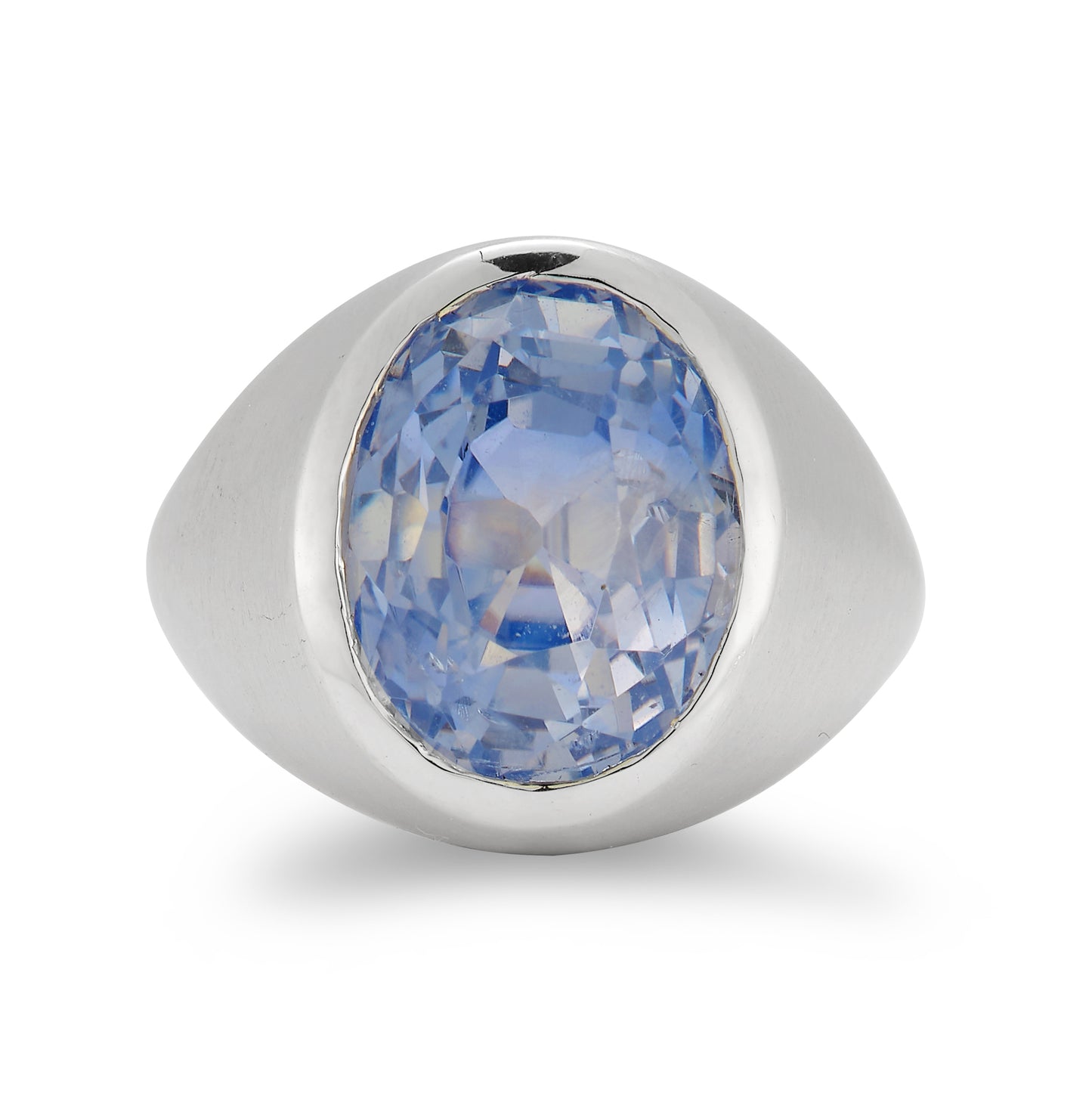 14.90 ct Sapphire Matte White Gold Ring