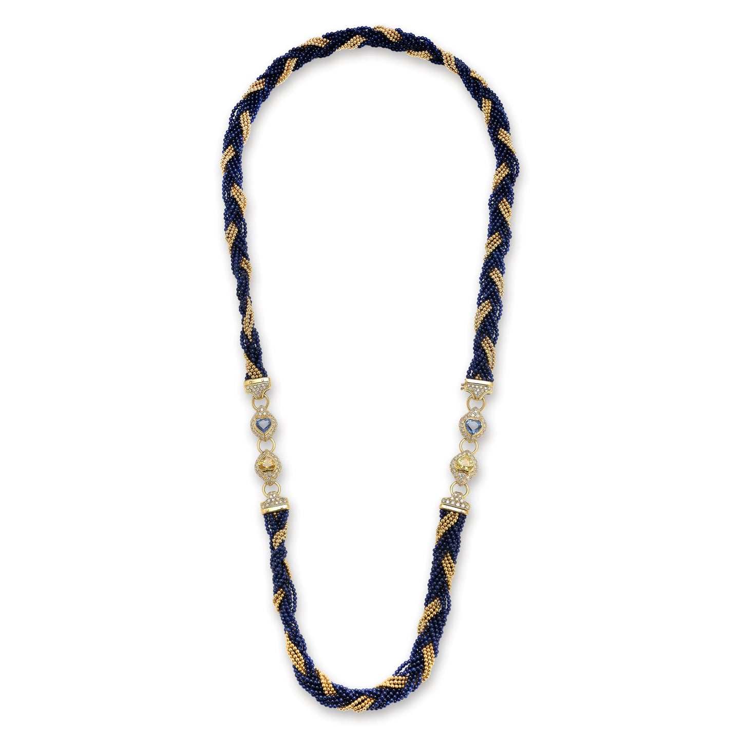 Sapphire & Gold Bead Diamond Necklace