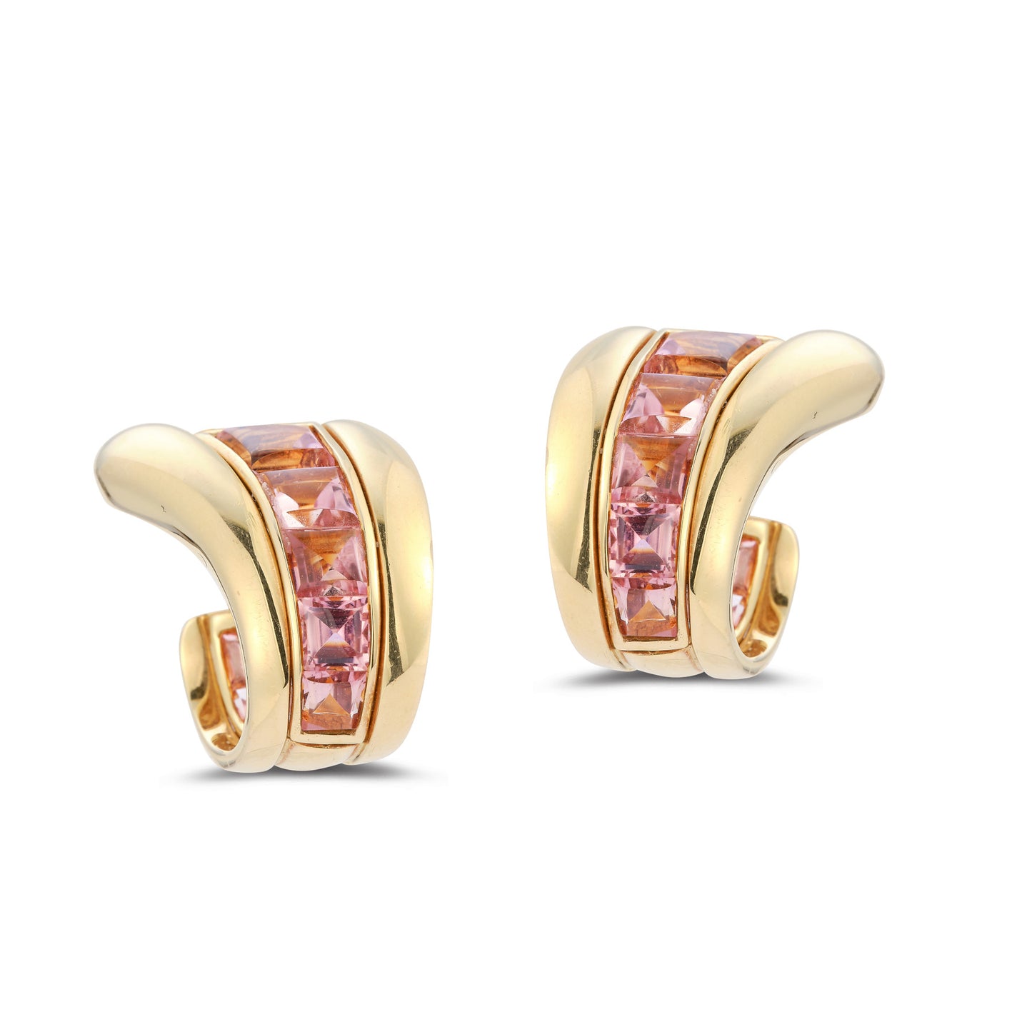 Verdura Pink Tourmaline & Gold Earrings