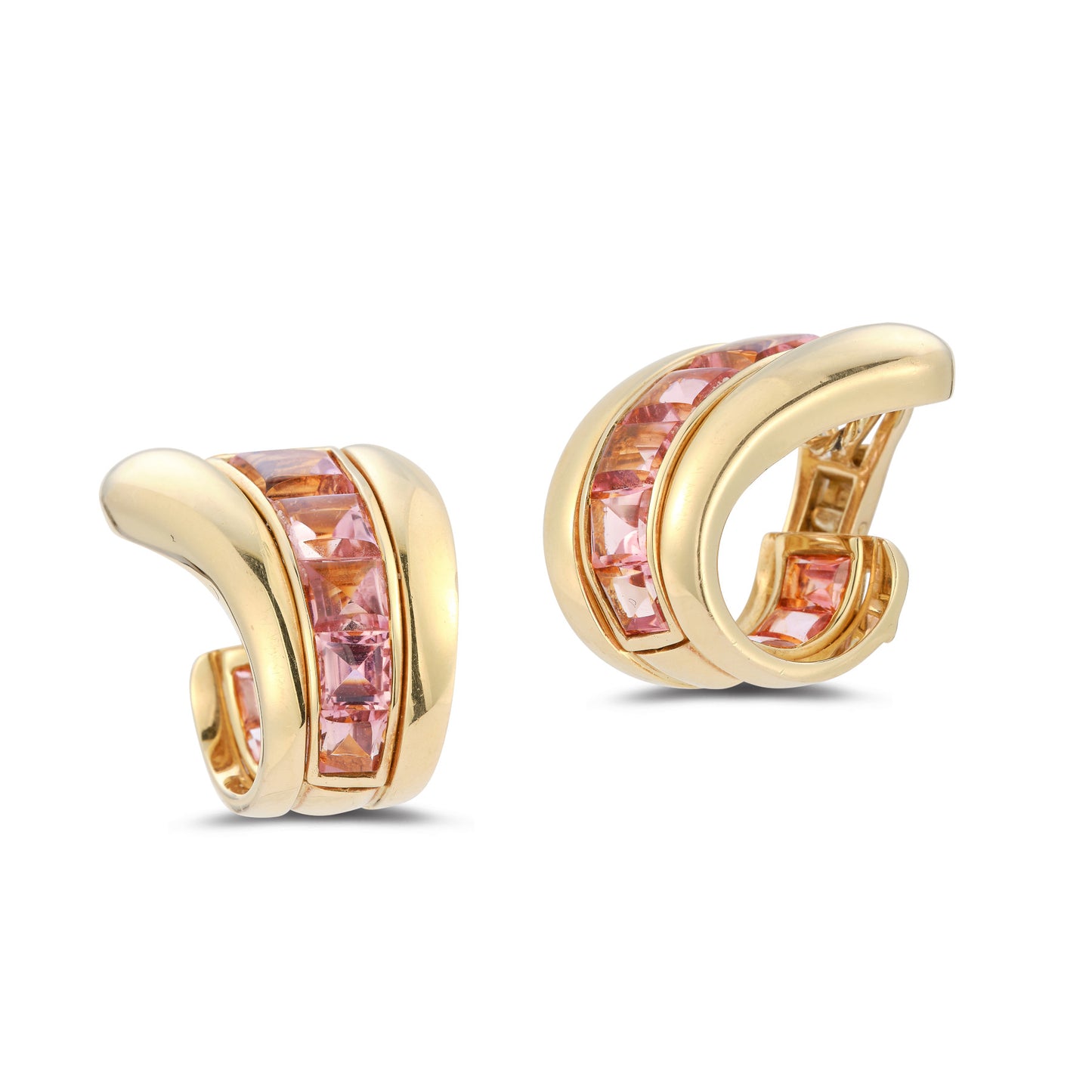 Verdura Pink Tourmaline & Gold Earrings