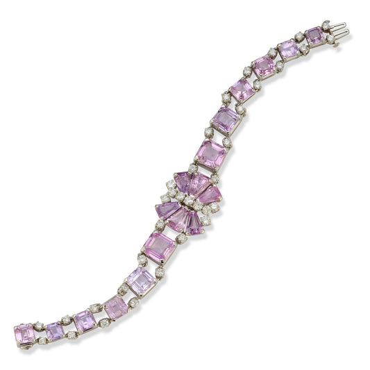 Oscar Heyman Brothers Pink Sapphire & Diamond Bracelet