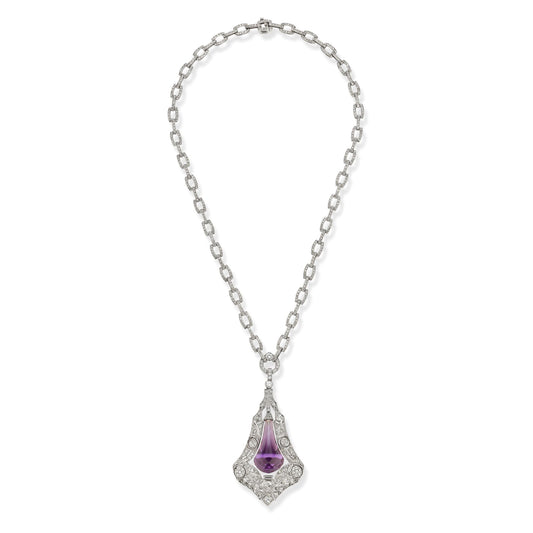 Amethyst and Diamond Drop Necklace