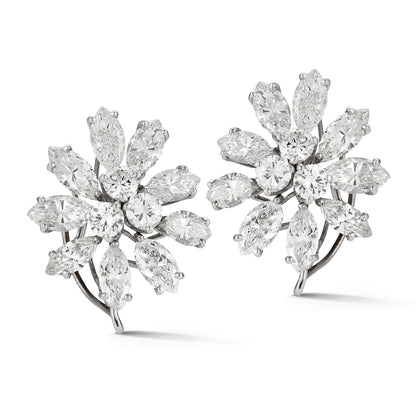 Platinum Diamond Floral Earrings
