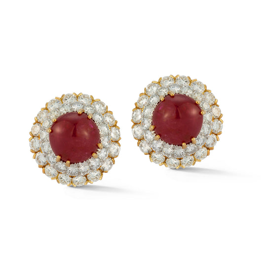 David Webb Certified Unheated Burmese Ruby & Diamond Earrings