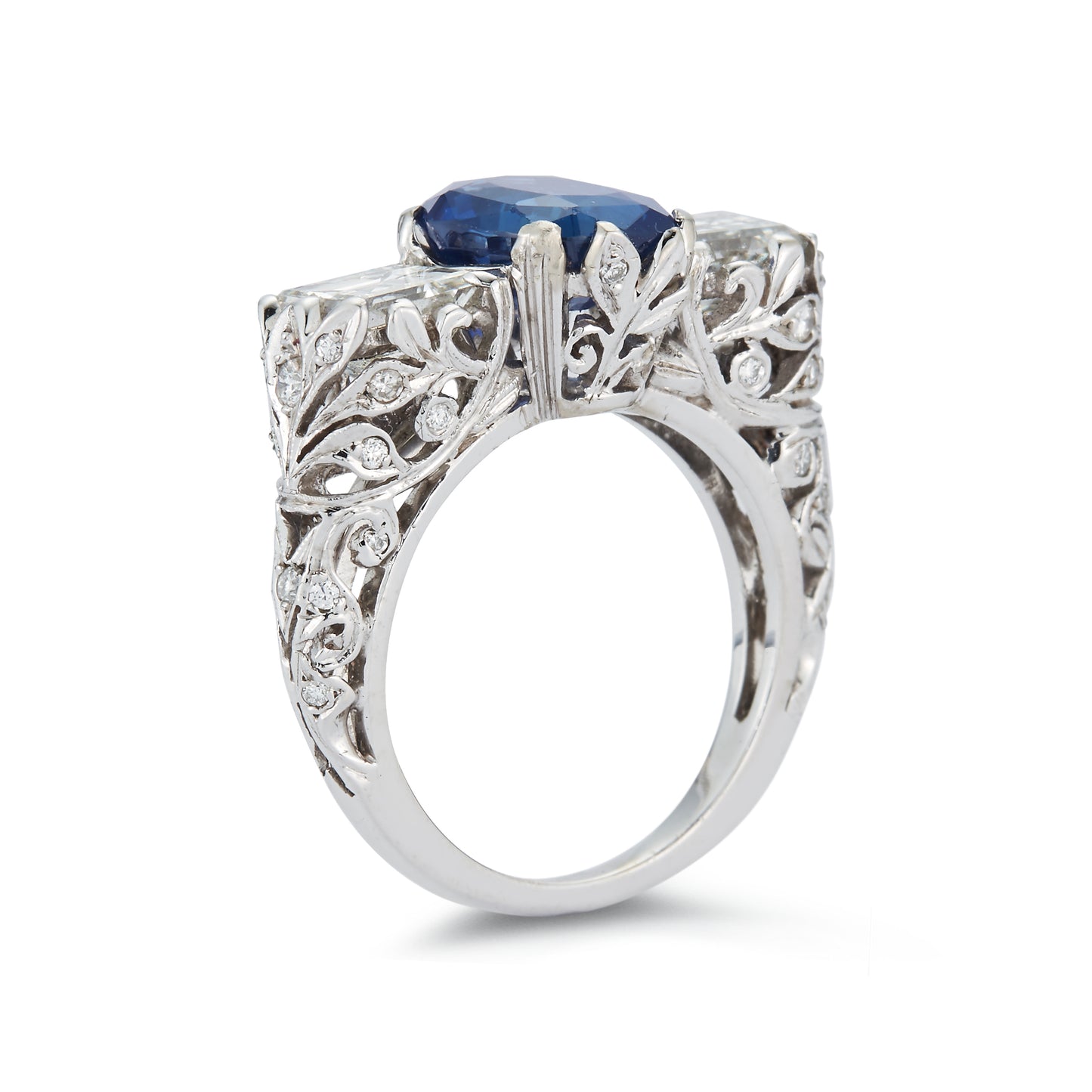 Art Deco Platinum Sapphire and Diamond Ring, Circa 1920