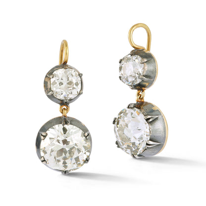 Antique Old European Cut Diamond Dangle Earrings