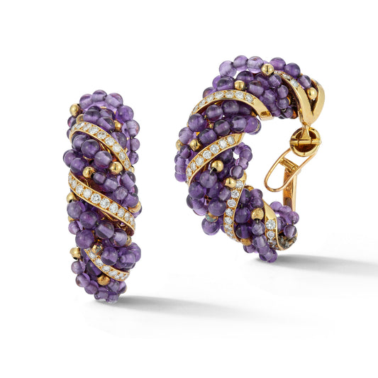 Cartier Amethyst and Diamond Hoop Earrings