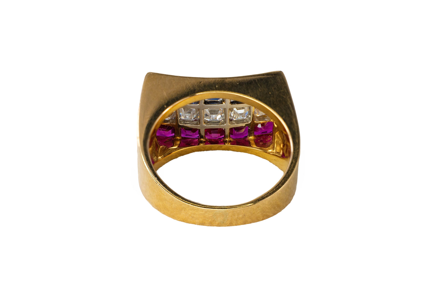 Oscar Heyman & Brothers 18k Yellow Gold and Platinum "Americana" Band Ring