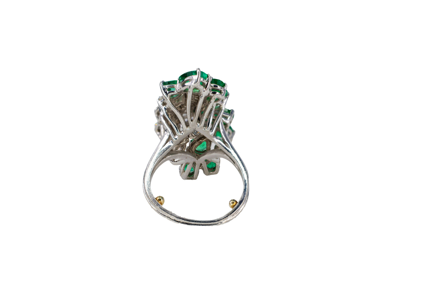 Platinum Multi Cut Diamond & Emerald Cocktail Ring
