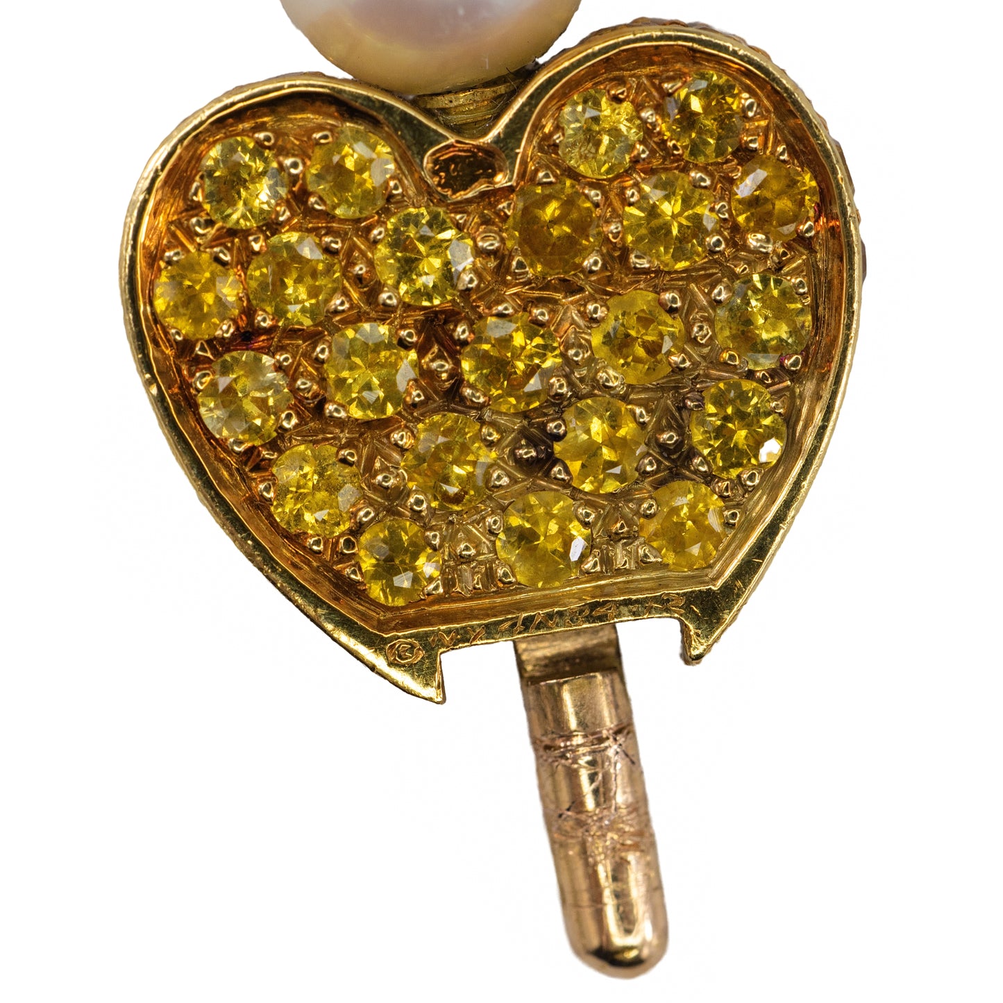 Van Cleef & Arpels Pearl Strand Necklace Yellow Sapphire & Diamond Double Heart Clasp