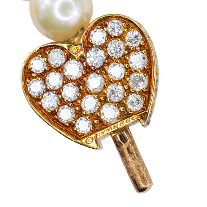 Van Cleef & Arpels Pearl Strand Necklace Yellow Sapphire & Diamond Double Heart Clasp