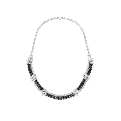 Sapphire & Diamond Two Row Necklace