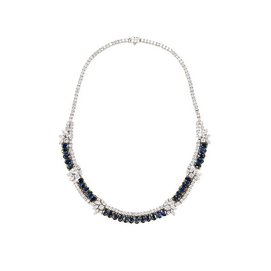 Sapphire & Diamond Two Row Necklace