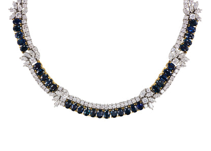 Sapphire & Diamond Two Row Necklace