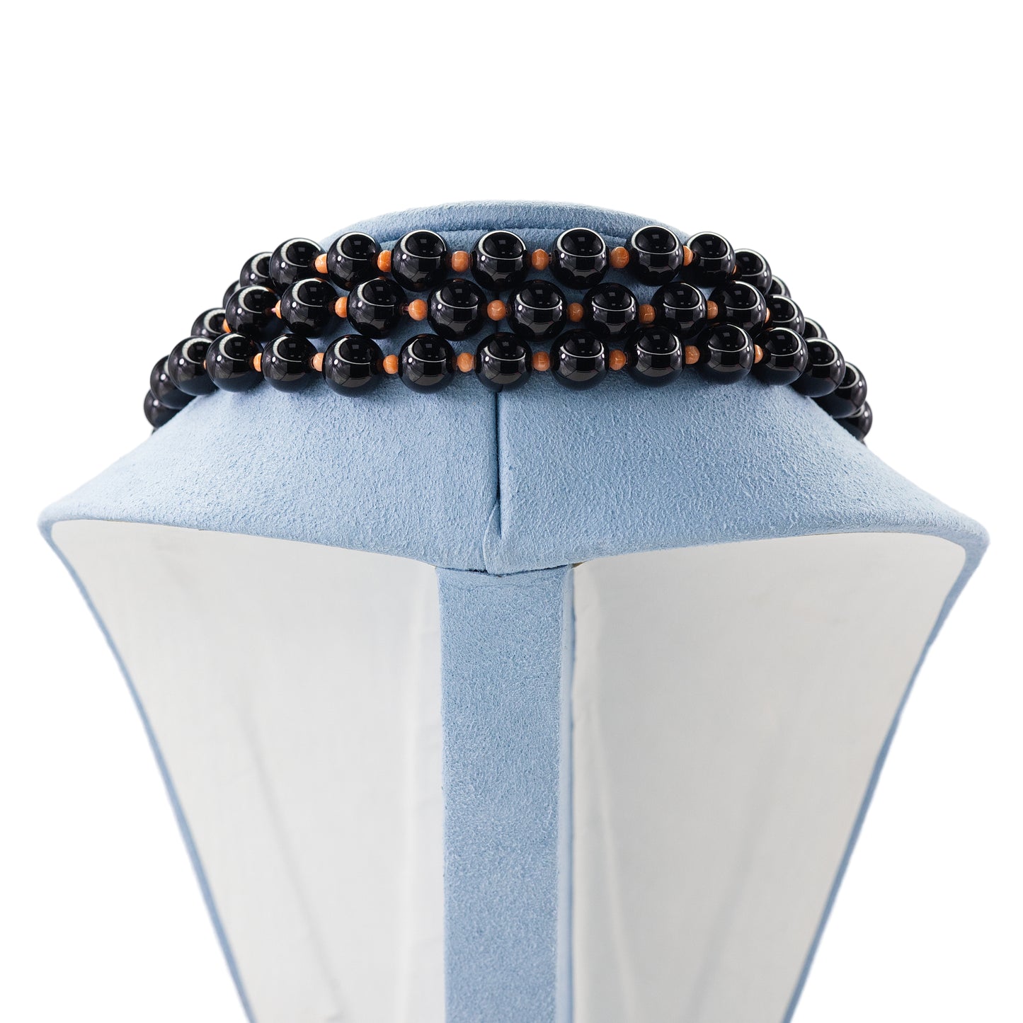 Yellow Gold, Black Onyx, Coral Cameo, and Diamond Three-Strand Statement Necklace