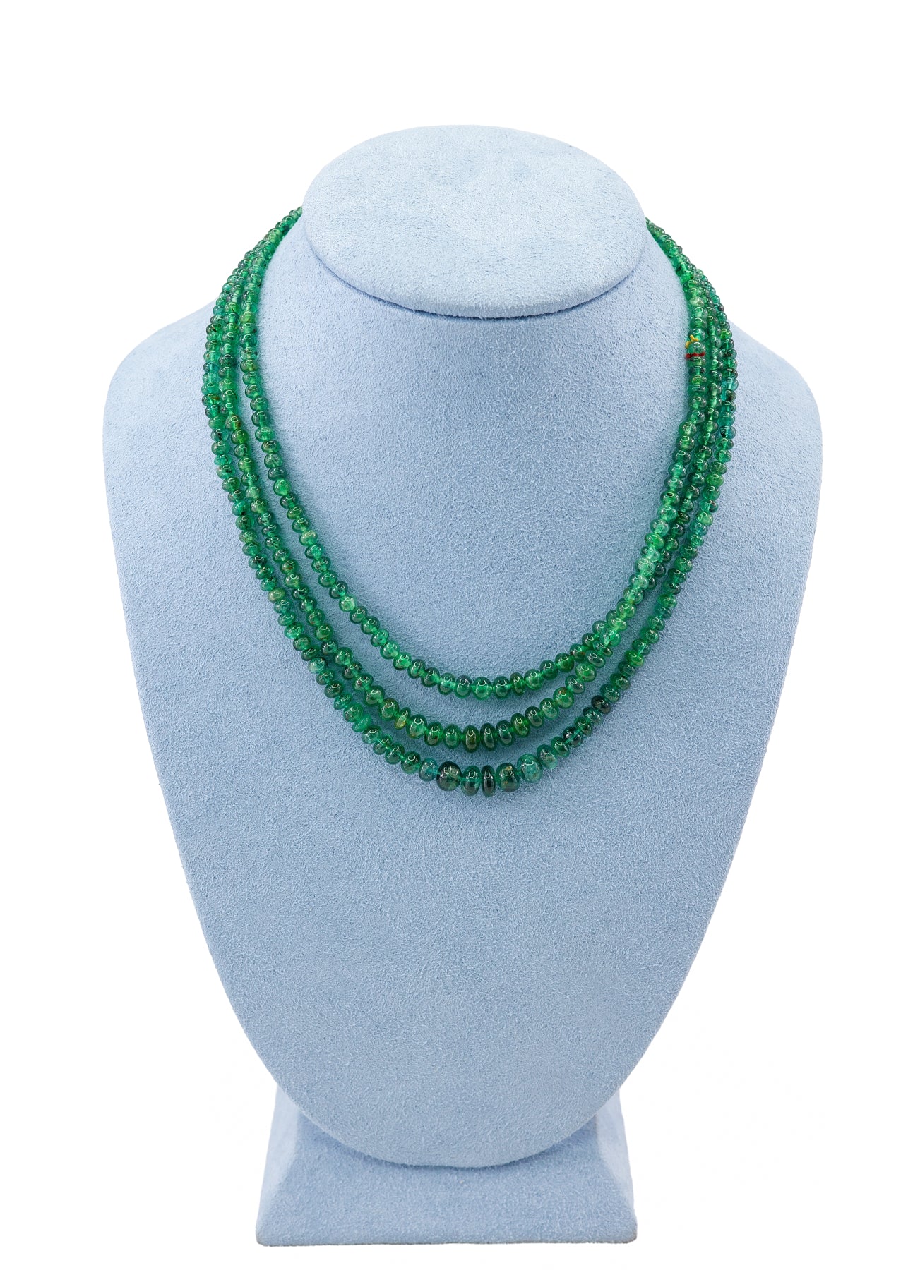 Yellow Gold Multi-Strand Emerald Bead Necklace with Diamond Filigree Clasp