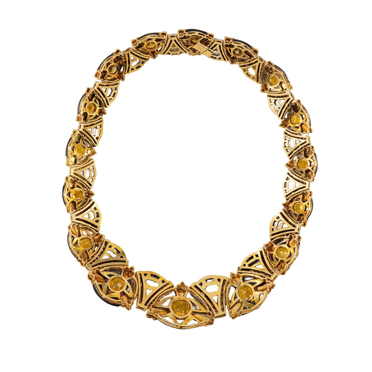 Yellow Sapphire & Mother Of Pearl Diamond Necklace