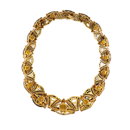 Yellow Sapphire & Mother Of Pearl Diamond Necklace