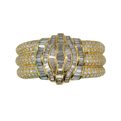 Round and Baguette Diamond Bangle