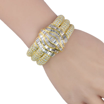 Round and Baguette Diamond Bangle