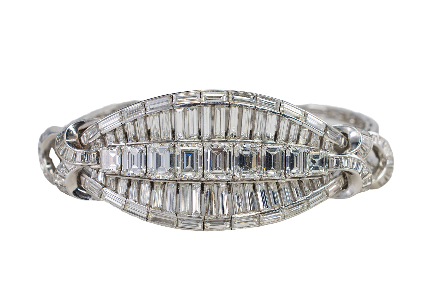 Emerald-Cut and Baguette Diamonds Platinum Bracelet