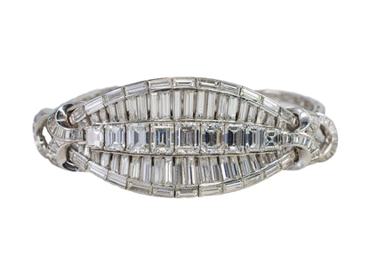 Emerald-Cut and Baguette Diamonds Platinum Bracelet