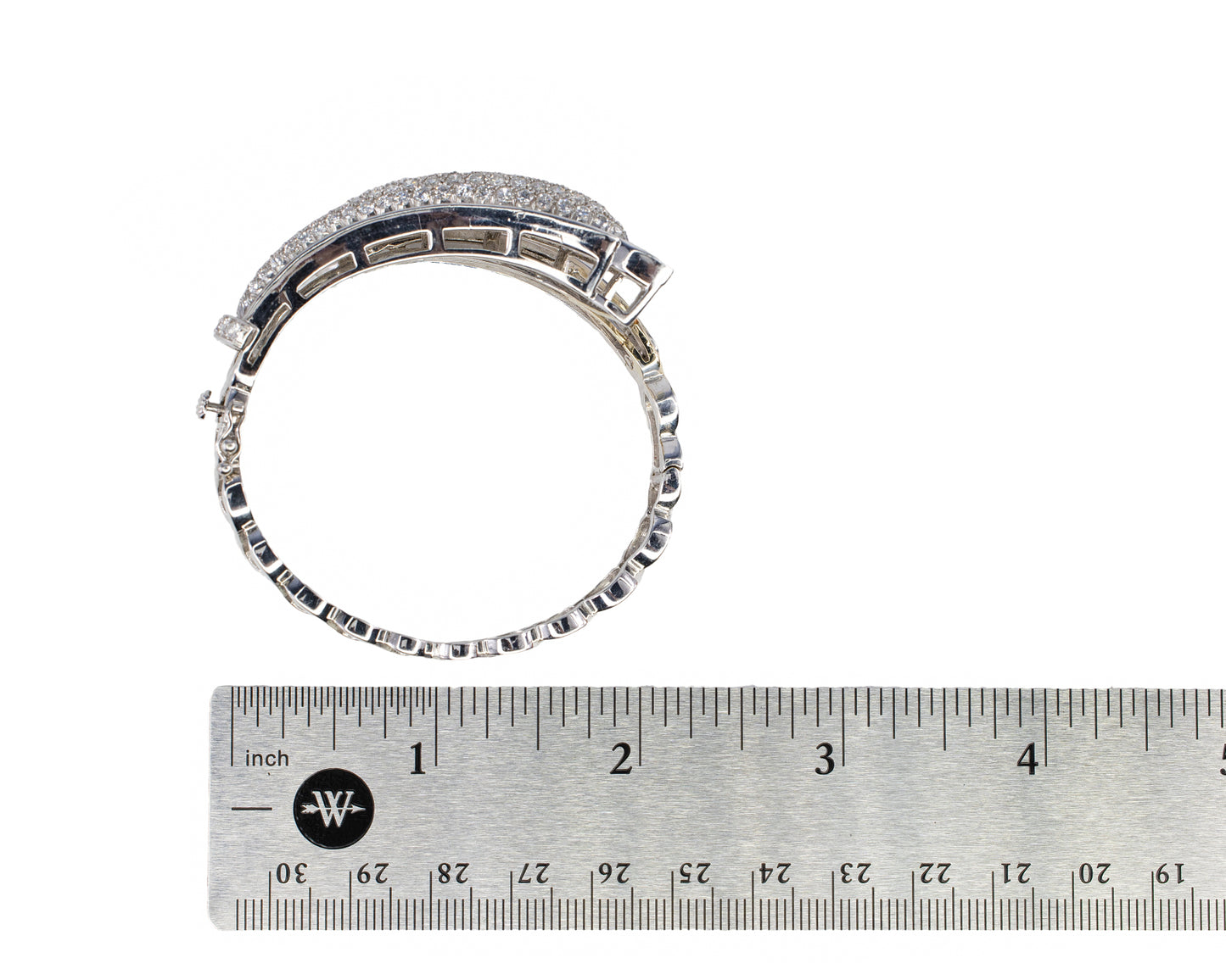 White Gold Diamond Bypass Hinged Bangle Bracelet